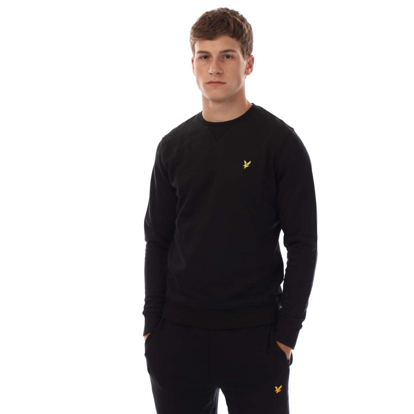 Black - Front - Lyle & Scott Mens Football World Graphic Crew Neck Sweatshirt