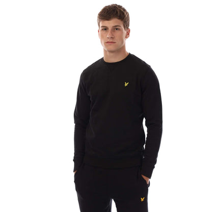 Black - Front - Lyle & Scott Mens Football World Graphic Crew Neck Sweatshirt