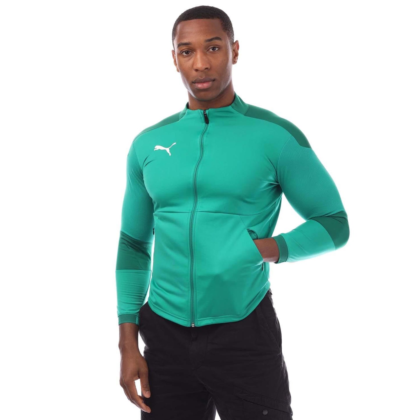 Green - Front - Puma Childrens-Kids Final Training Jacket