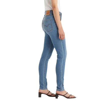 Blue - Lifestyle - Levis Womens-Ladies 721 Leather Patch High Rise Skinny Jeans