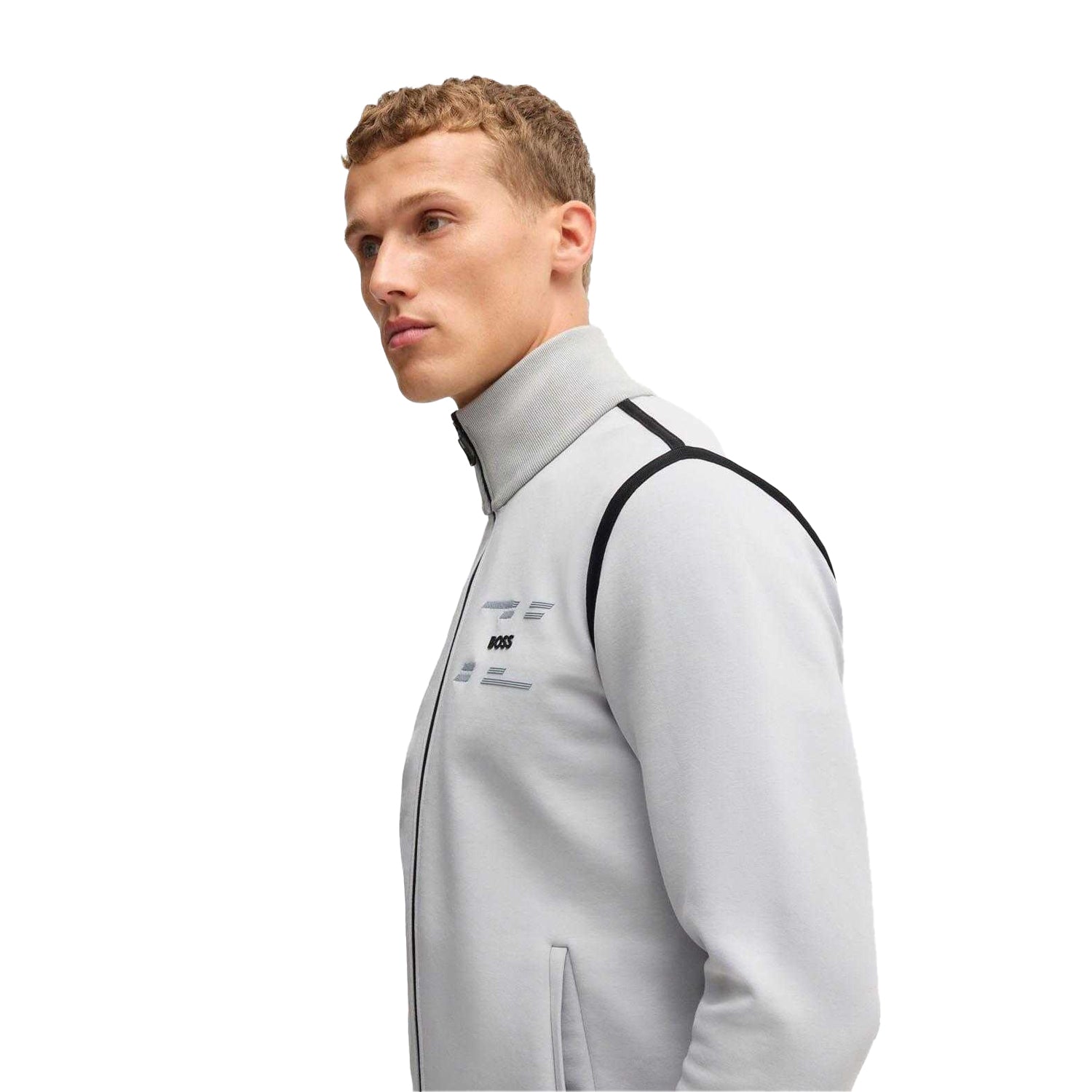Grey - Side - Boss Mens Skaz Taped Jacket