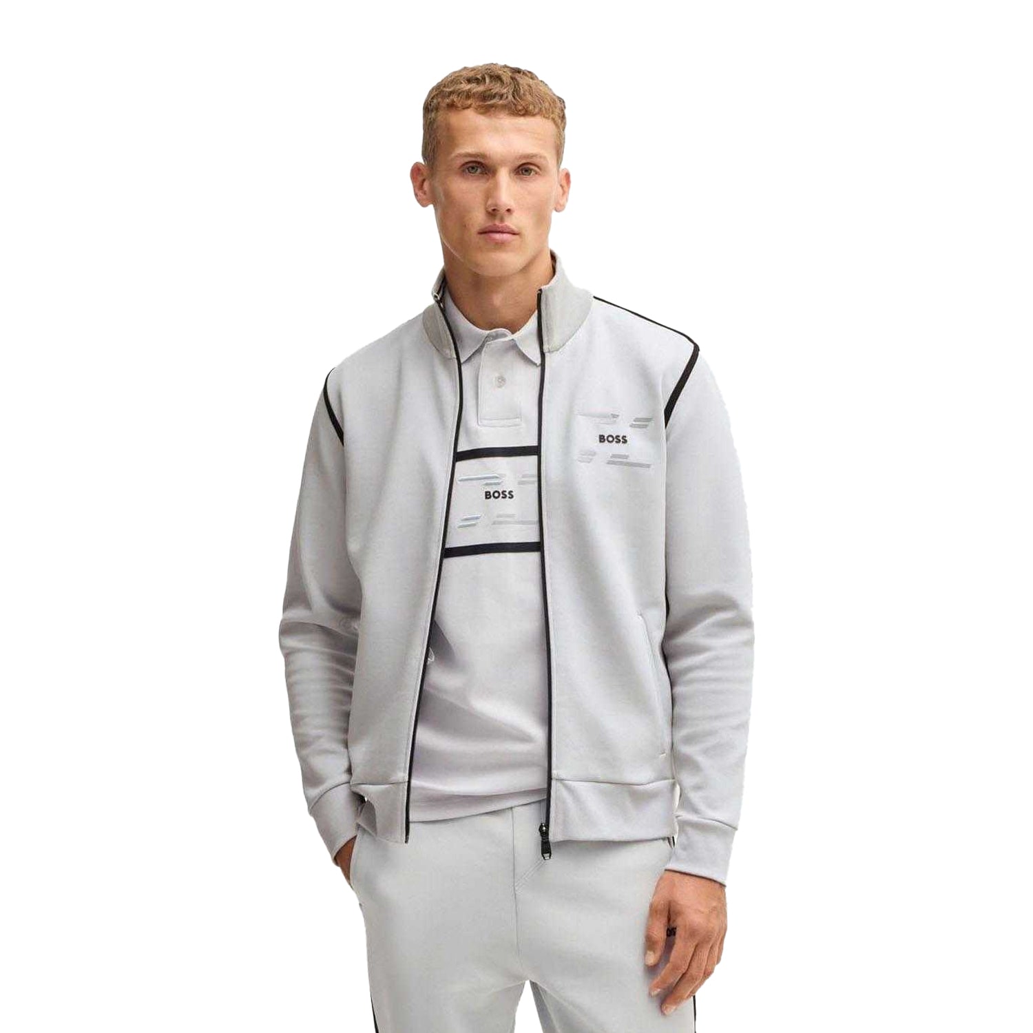 Grey - Lifestyle - Boss Mens Skaz Taped Jacket