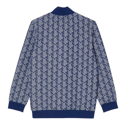 Navy - Back - Lacoste Childrens-Kids Paris Monogram High-Neck Jacket