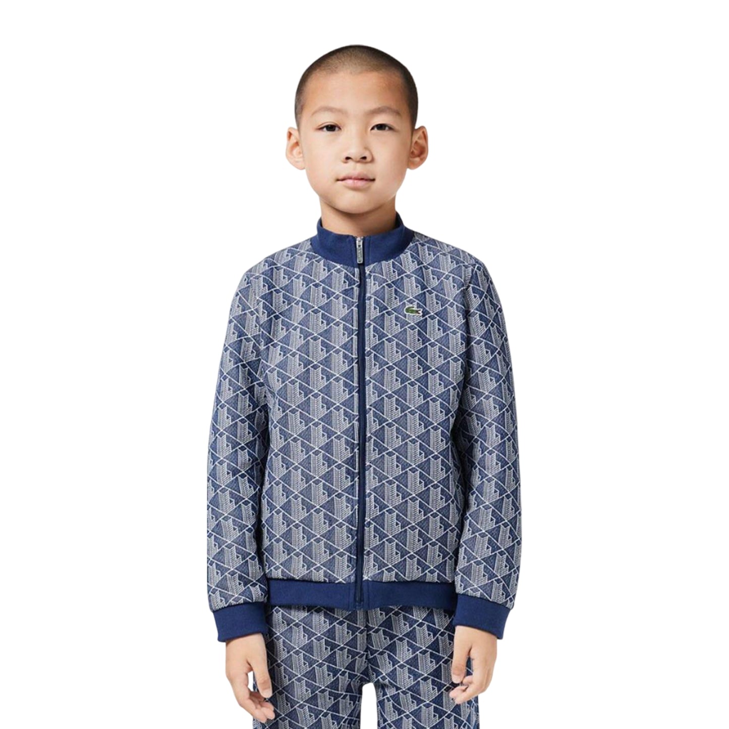 Navy - Close up - Lacoste Childrens-Kids Paris Monogram High-Neck Jacket