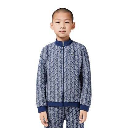 Navy - Close up - Lacoste Childrens-Kids Paris Monogram High-Neck Jacket