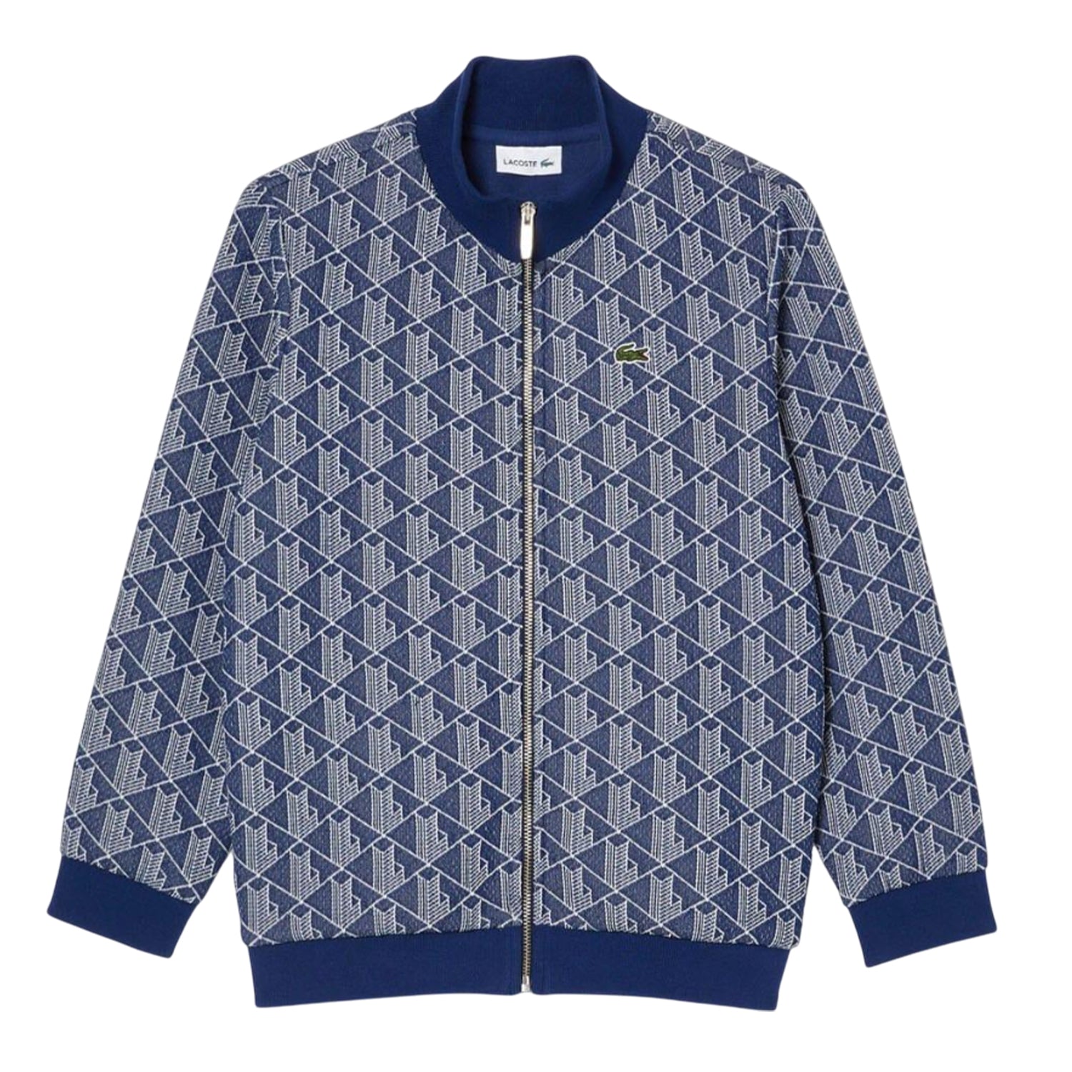 Navy - Front - Lacoste Childrens-Kids Paris Monogram High-Neck Jacket