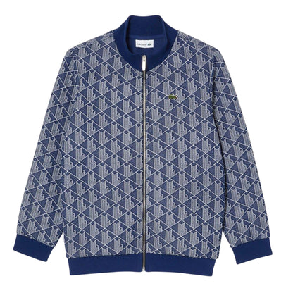Navy - Front - Lacoste Childrens-Kids Paris Monogram High-Neck Jacket