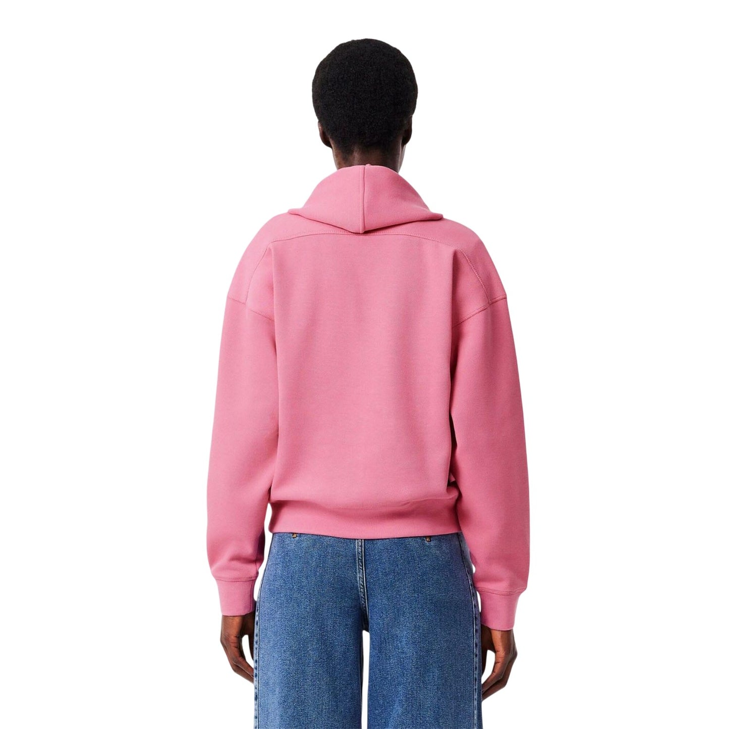 Pink - Back - Lacoste Womens-Ladies Pique Full Zip Hoodie
