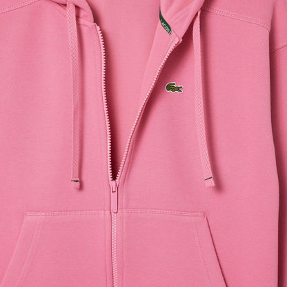Pink - Lifestyle - Lacoste Womens-Ladies Pique Full Zip Hoodie