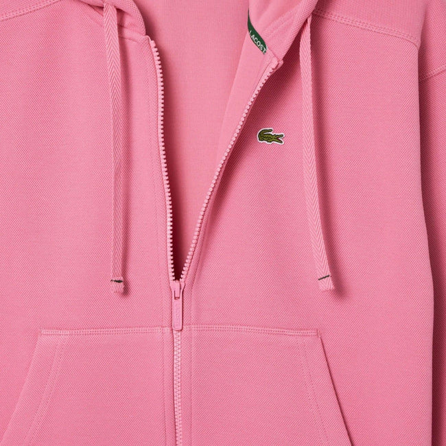 Pink - Lifestyle - Lacoste Womens-Ladies Pique Full Zip Hoodie
