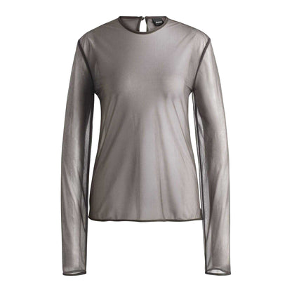 Beige - Front - Boss Womens-Ladies Iloosy Sheer Long-Sleeved Blouse