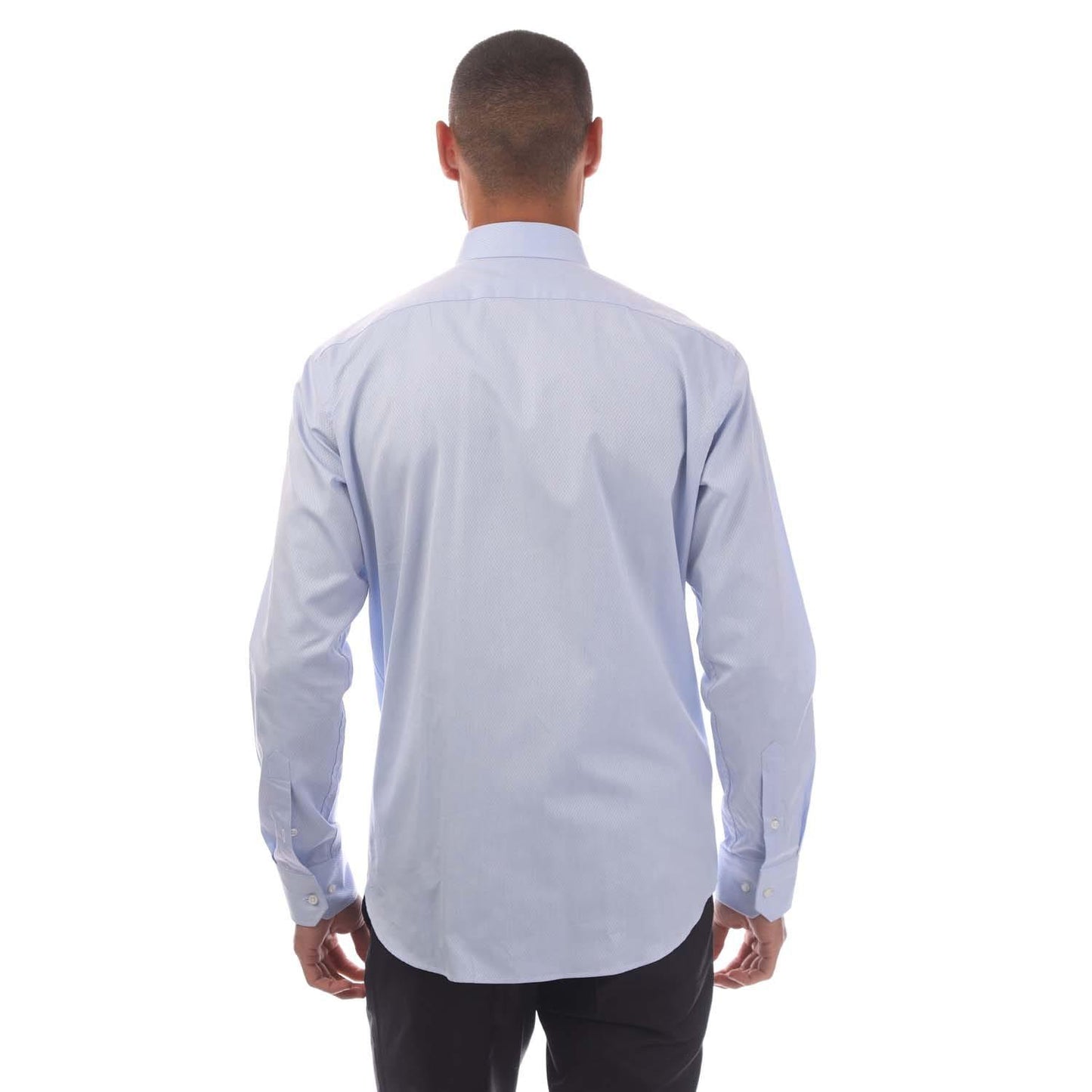 Blue - Back - Hugo Boss Mens H-Joe Cotton Spread Collar Shirt