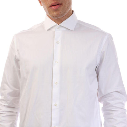 White - Back - Hugo Boss Mens H-Joe Cotton Spread Collar Shirt