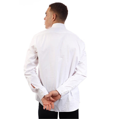 White - Side - Hugo Boss Mens H-Joe Cotton Spread Collar Shirt