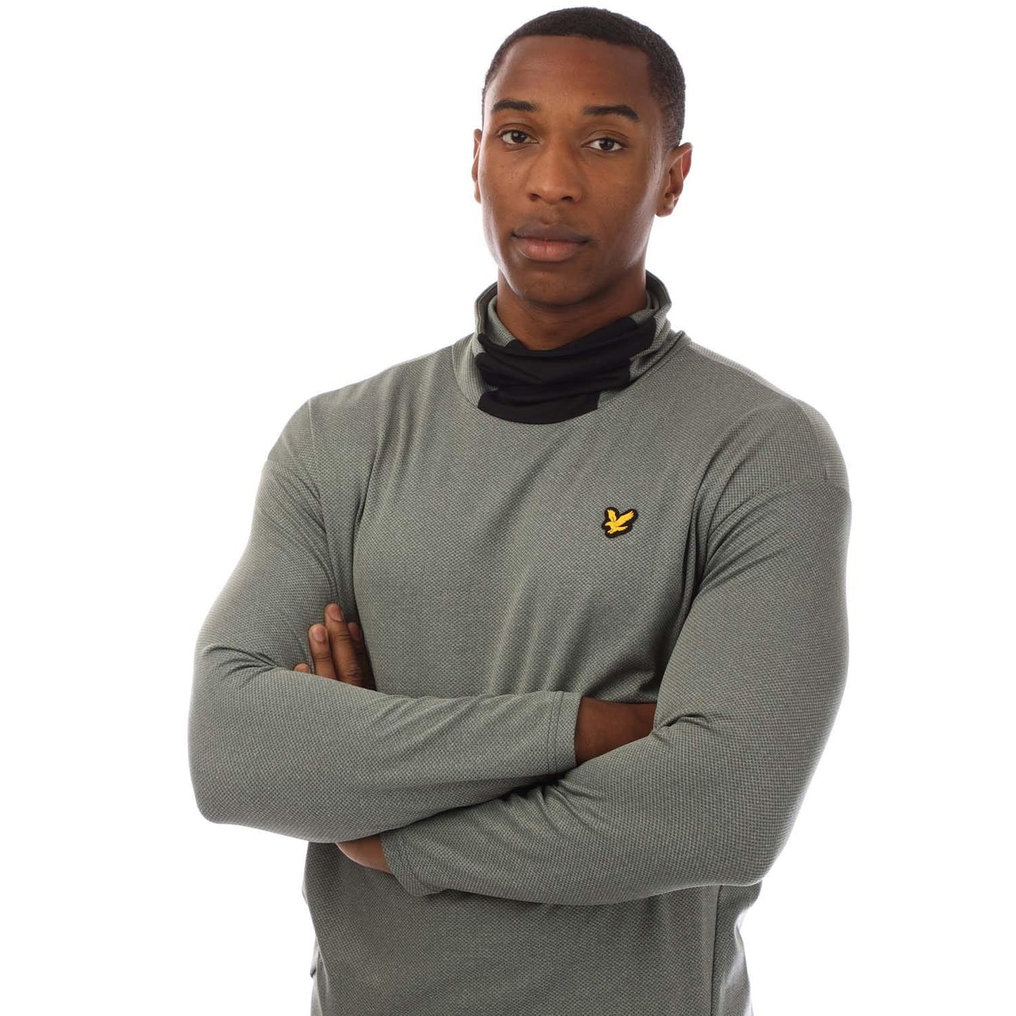 Green - Side - Lyle & Scott Mens Snood Collar Summer Sweatshirt
