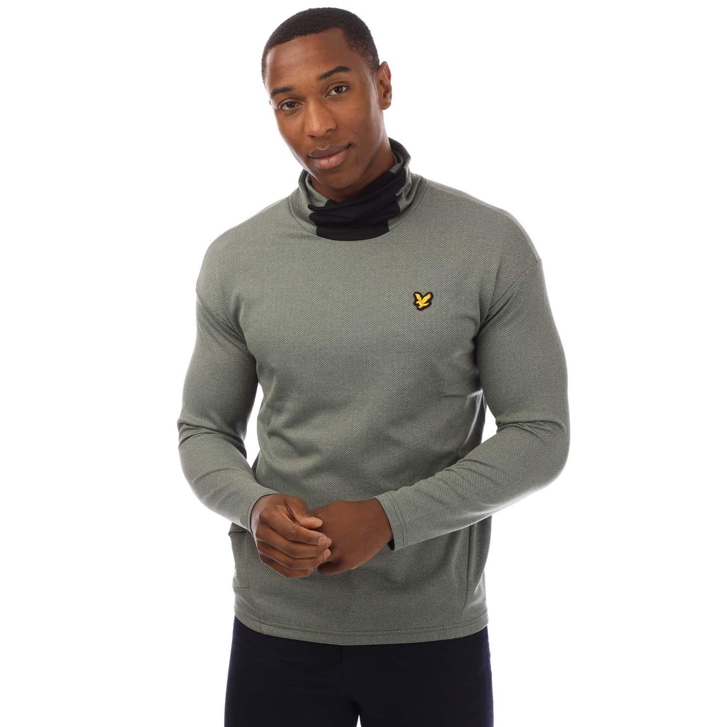 Green - Front - Lyle & Scott Mens Snood Collar Summer Sweatshirt