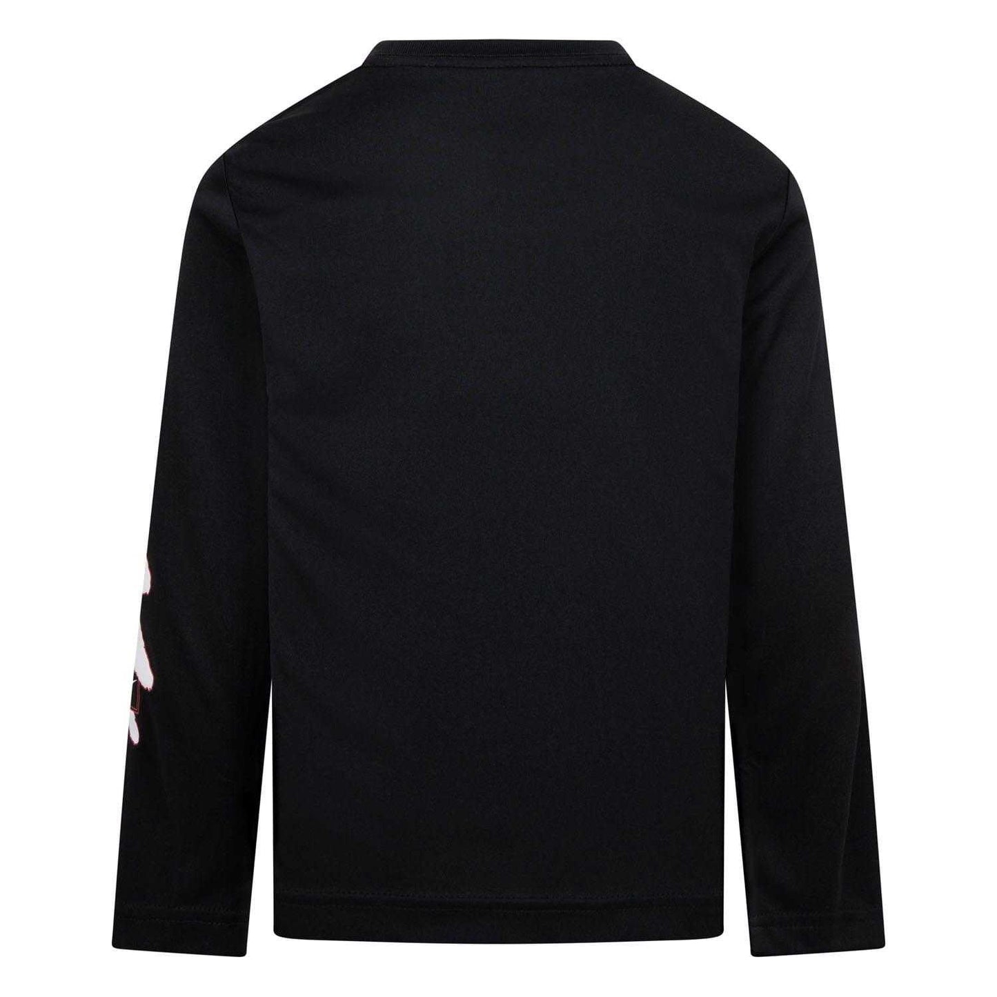 Black - Back - Nike Childrens-Kids Scribble Dri-FIT Logo Long-Sleeved T-Shirt