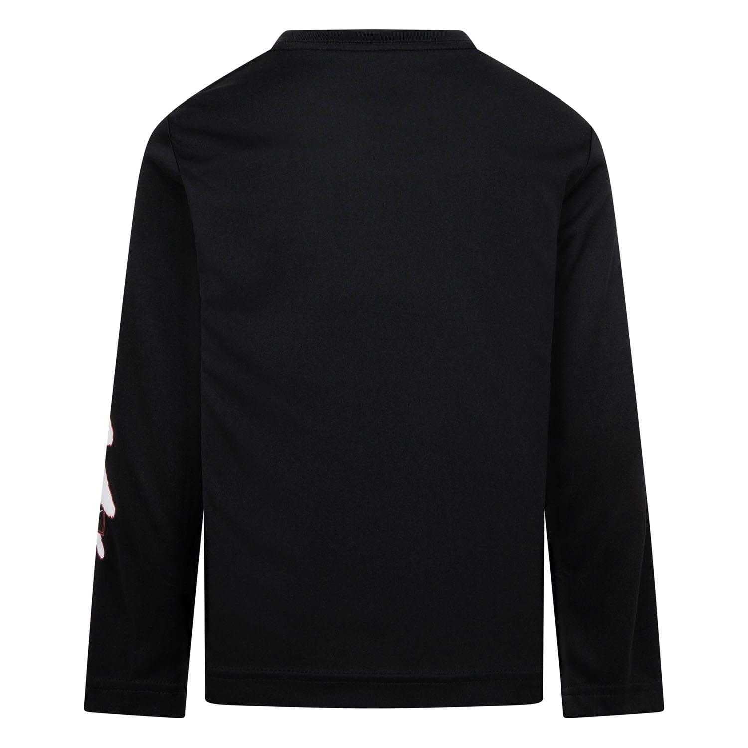 Black - Back - Nike Childrens-Kids Scribble Dri-FIT Logo Long-Sleeved T-Shirt