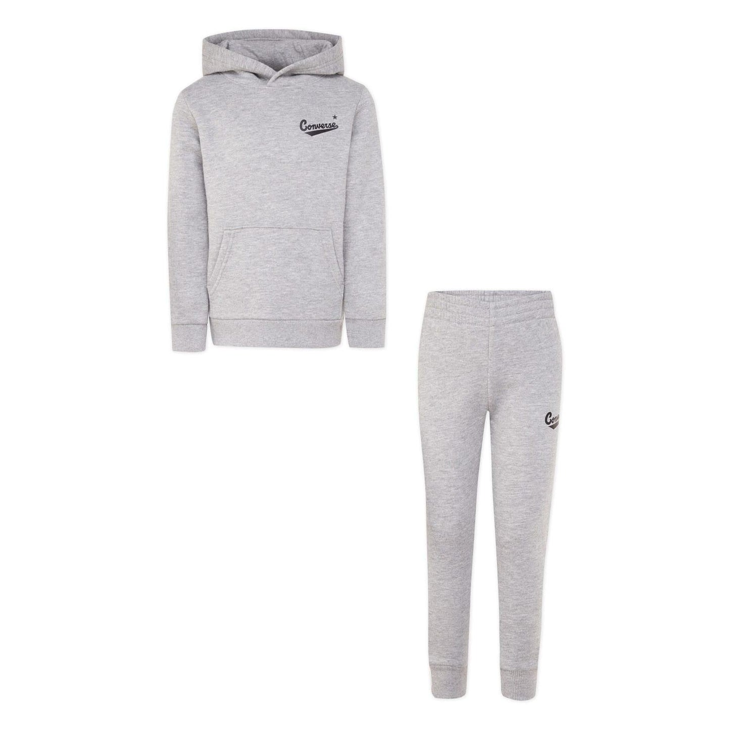 Grey - Front - Converse Childrens-Kids Logo Hoodie & Bottom Set