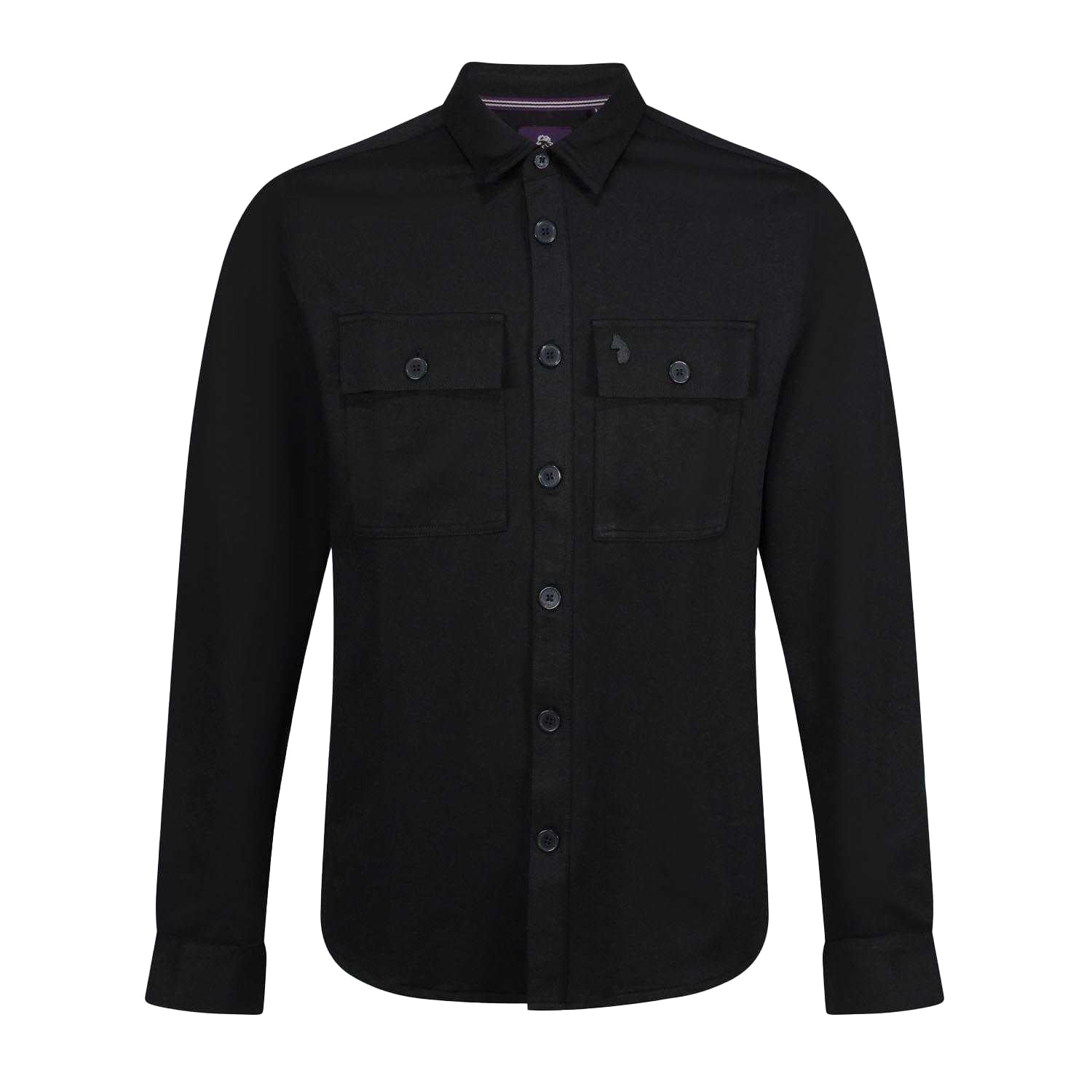 Black - Front - Luke 1977 Mens Bar Fly Patch Pocket Overshirt