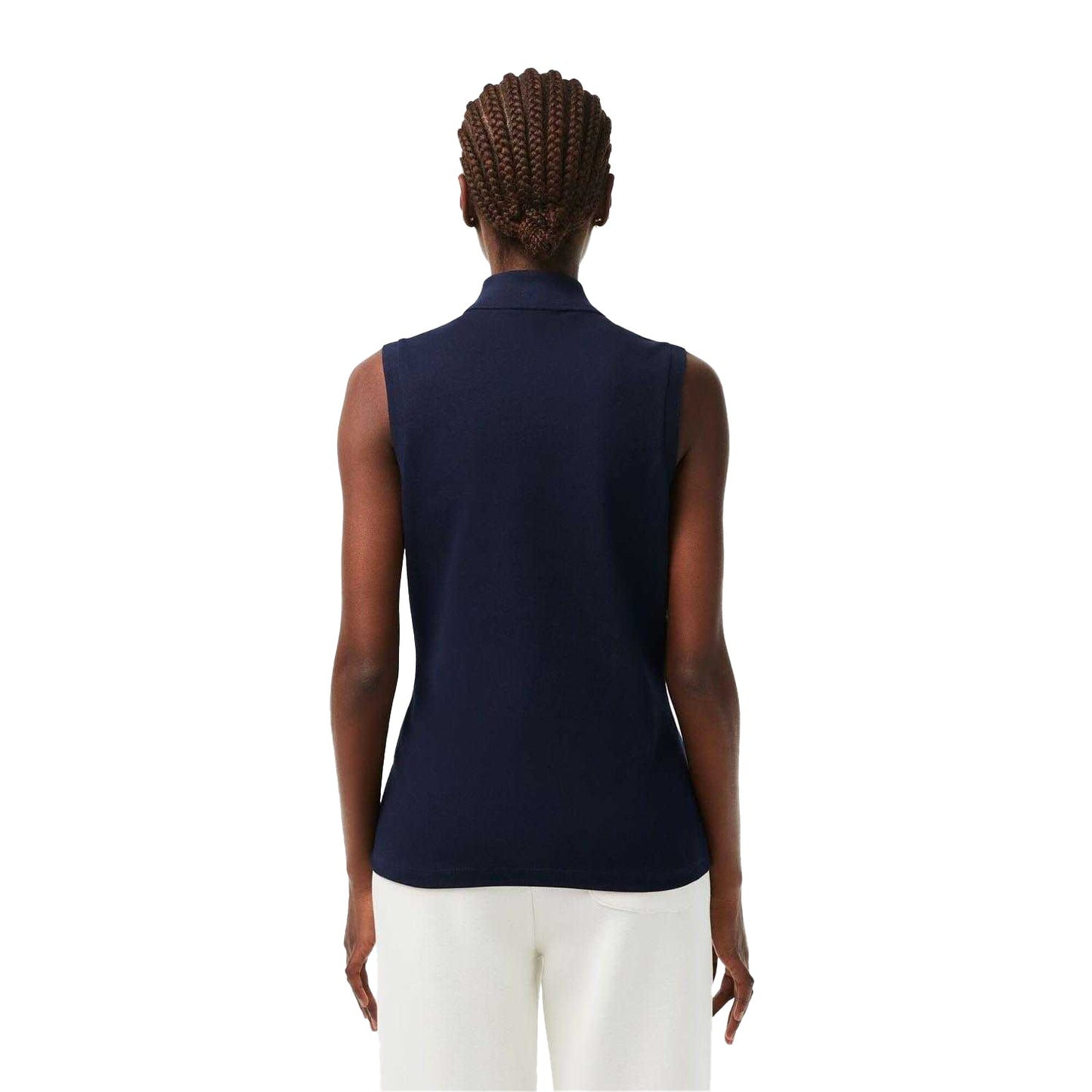 Navy - Back - Lacoste Womens-Ladies L.12.D Stretch Slim Sleeveless Polo Shirt