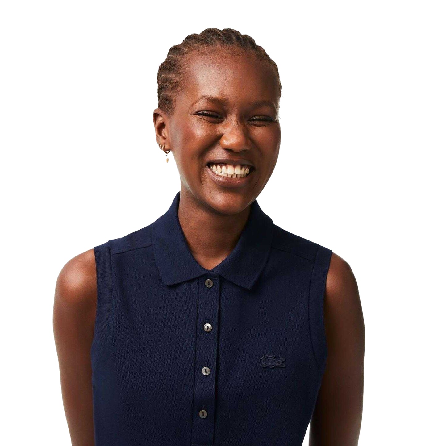 Navy - Lifestyle - Lacoste Womens-Ladies L.12.D Stretch Slim Sleeveless Polo Shirt