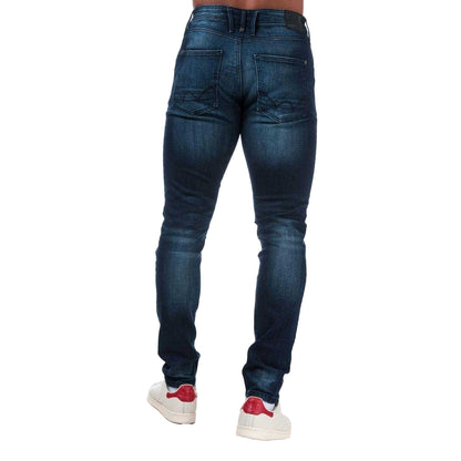 Dark Blue - Back - Duck and Cover Mens Maylead Slim Jeans