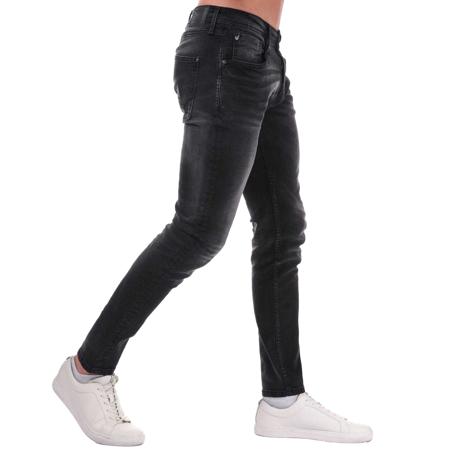 Black - Side - Duck and Cover Mens Maylead Slim Jeans