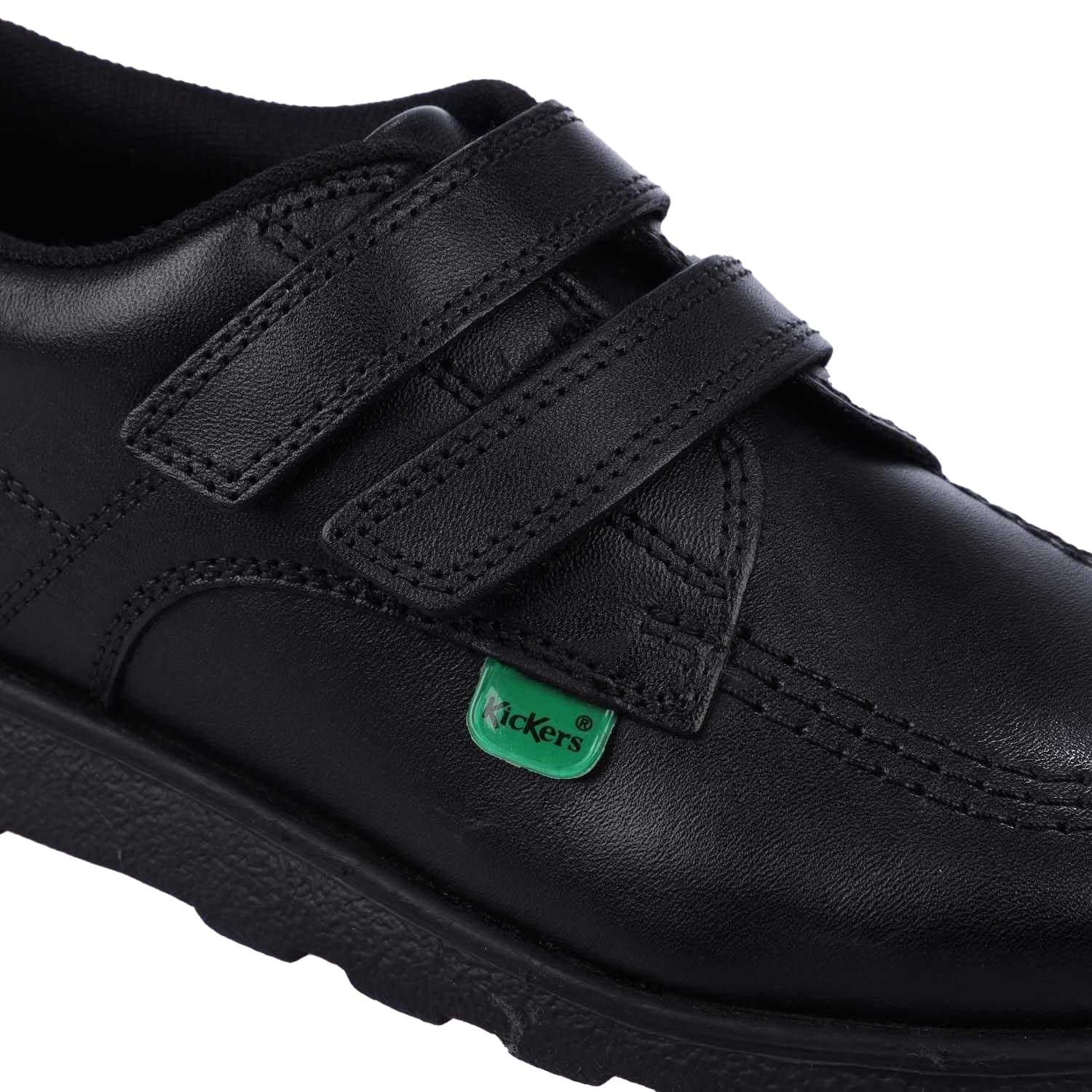 Black - Pack Shot - Kickers Childrens-Kids Fragma Lo Leather Straps Shoes