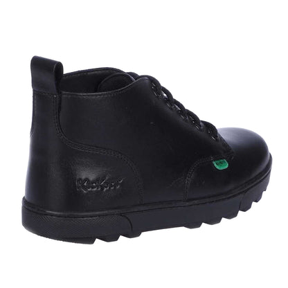 Black - Back - Kickers Childrens-Kids Disley Leather High Cut Ankle Boots