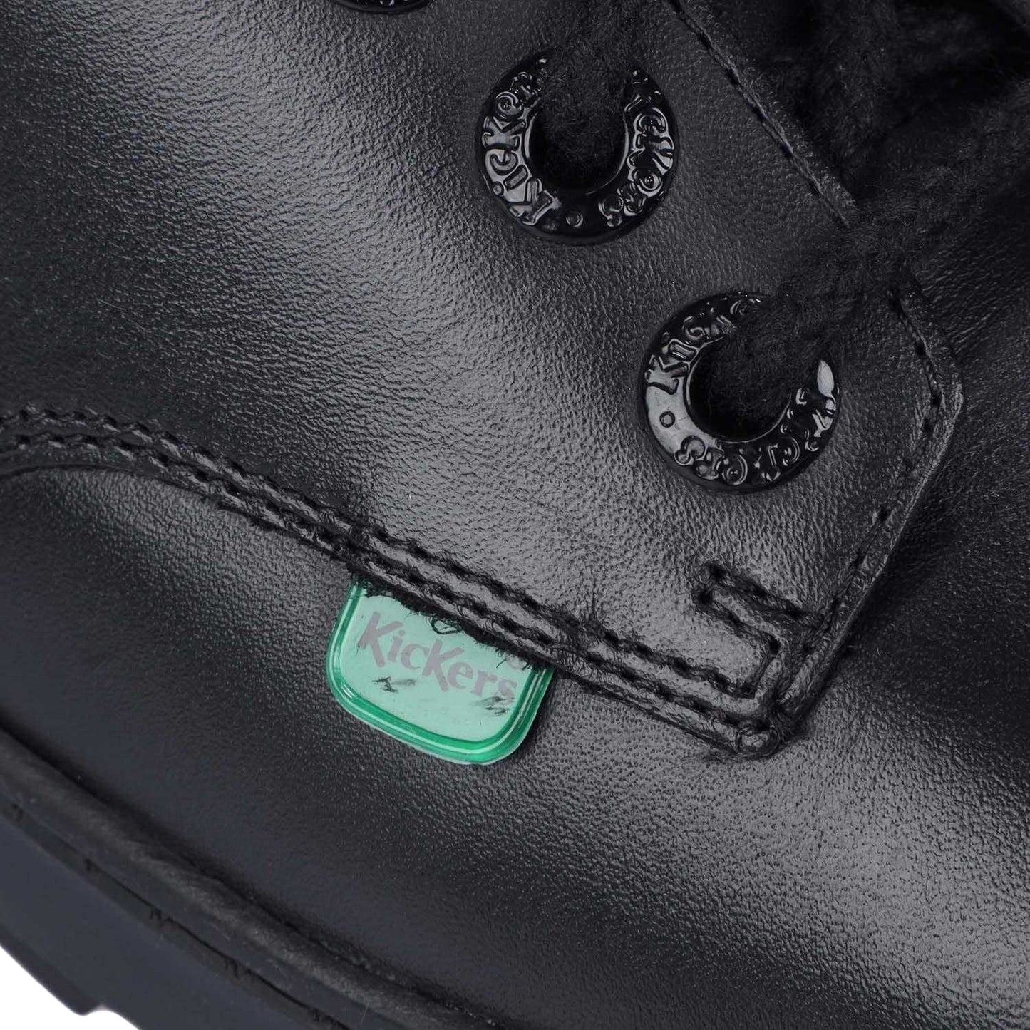 Black - Pack Shot - Kickers Childrens-Kids Disley Leather High Cut Ankle Boots