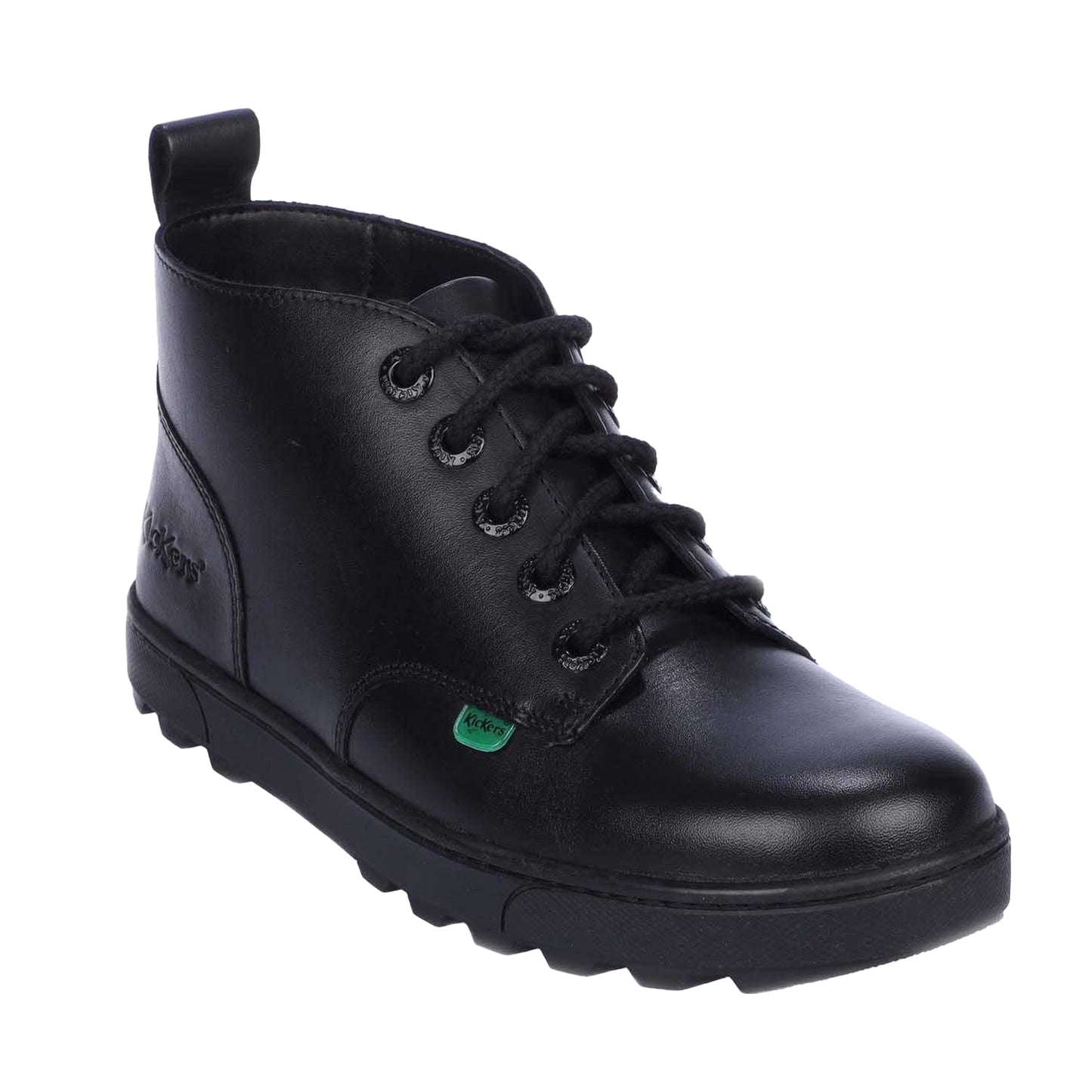 Black - Front - Kickers Childrens-Kids Disley Leather High Cut Ankle Boots
