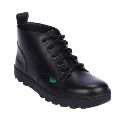 Black - Front - Kickers Childrens-Kids Disley Leather High Cut Ankle Boots