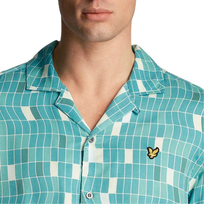 Blue - Pack Shot - Lyle & Scott Mens Pool Print Shirt