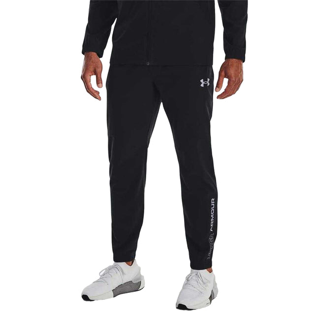 Black - Side - Under Armour Mens Woven Jogging Bottoms