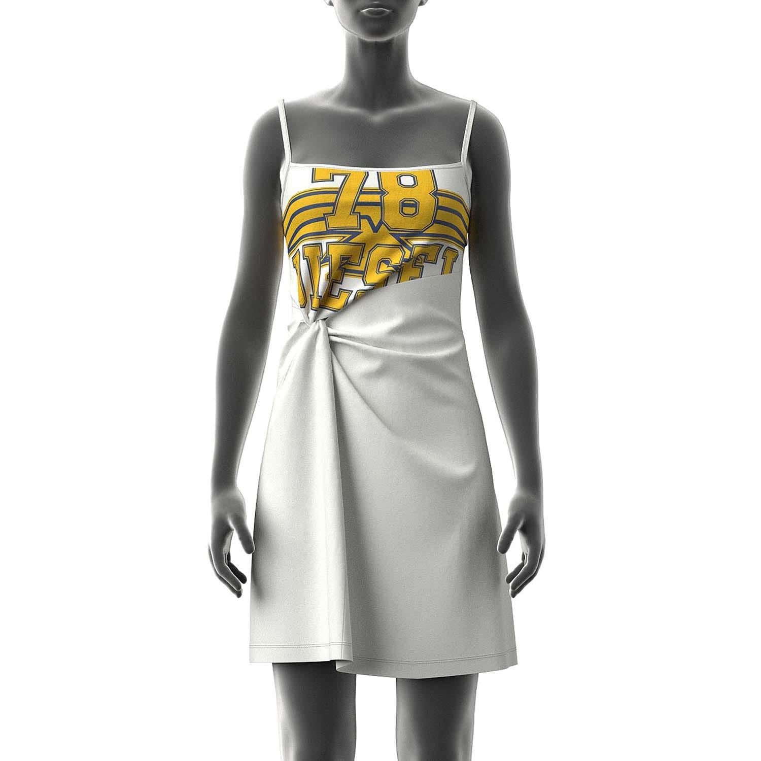 White - Front - Diesel Womens-Ladies Twisted Knot Front Dress