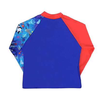 Blue - Back - Speedo Childrens-Kids Long-Sleeved Rash Top