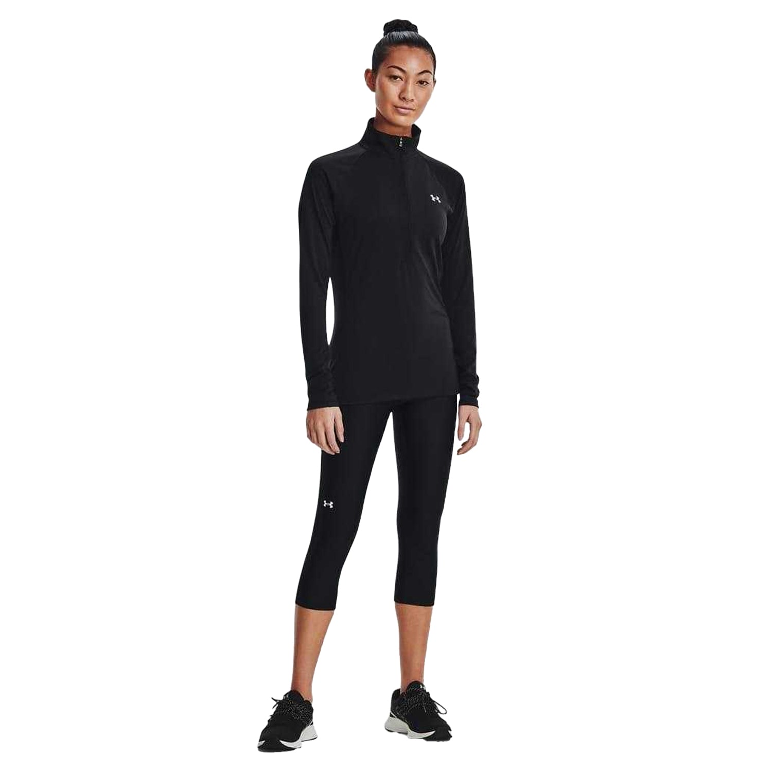 Black - Pack Shot - Under Armour Womens-Ladies Tech Reflective Half Zip Top