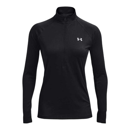 Black - Front - Under Armour Womens-Ladies Tech Reflective Half Zip Top