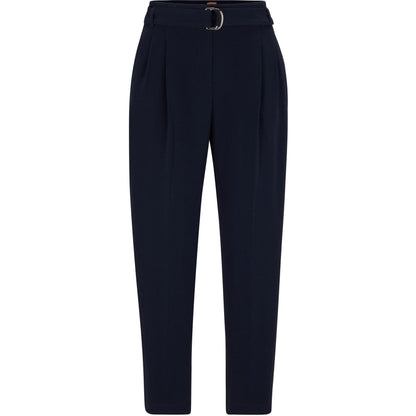 Blue - Front - Boss Womens-Ladies Tapia Belted Regular Trousers