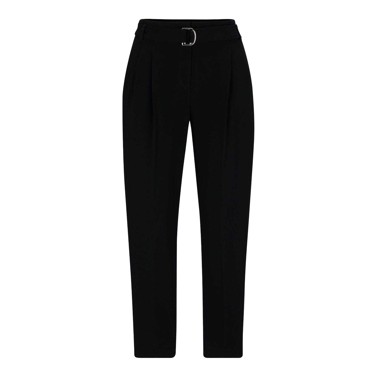 Black - Front - Boss Womens-Ladies Tapia Belted Regular Trousers