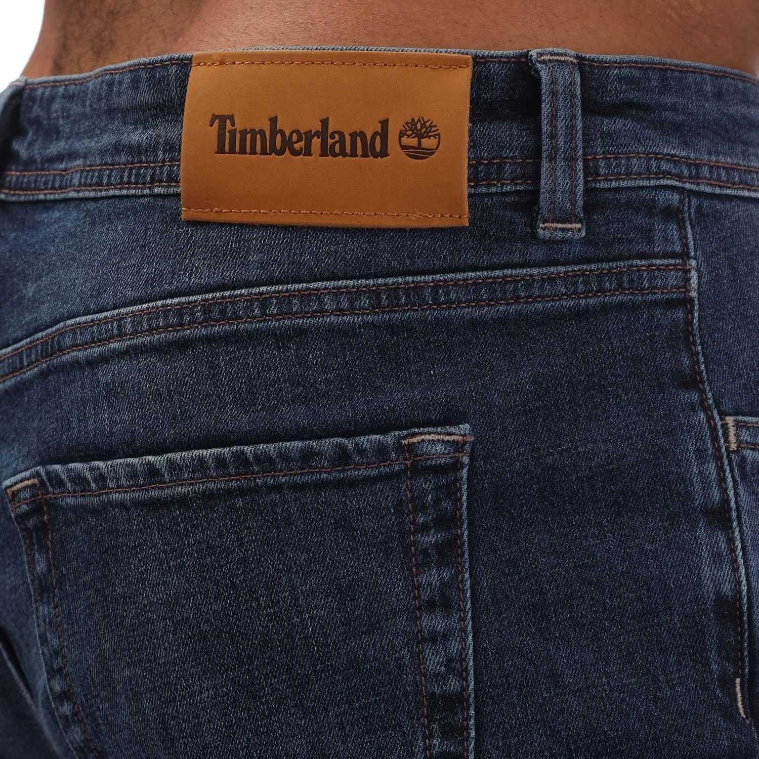 Blue - Lifestyle - Timberland Mens Sandown Leather Patch Straight Jeans