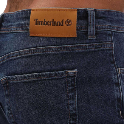 Blue - Lifestyle - Timberland Mens Sandown Leather Patch Straight Jeans