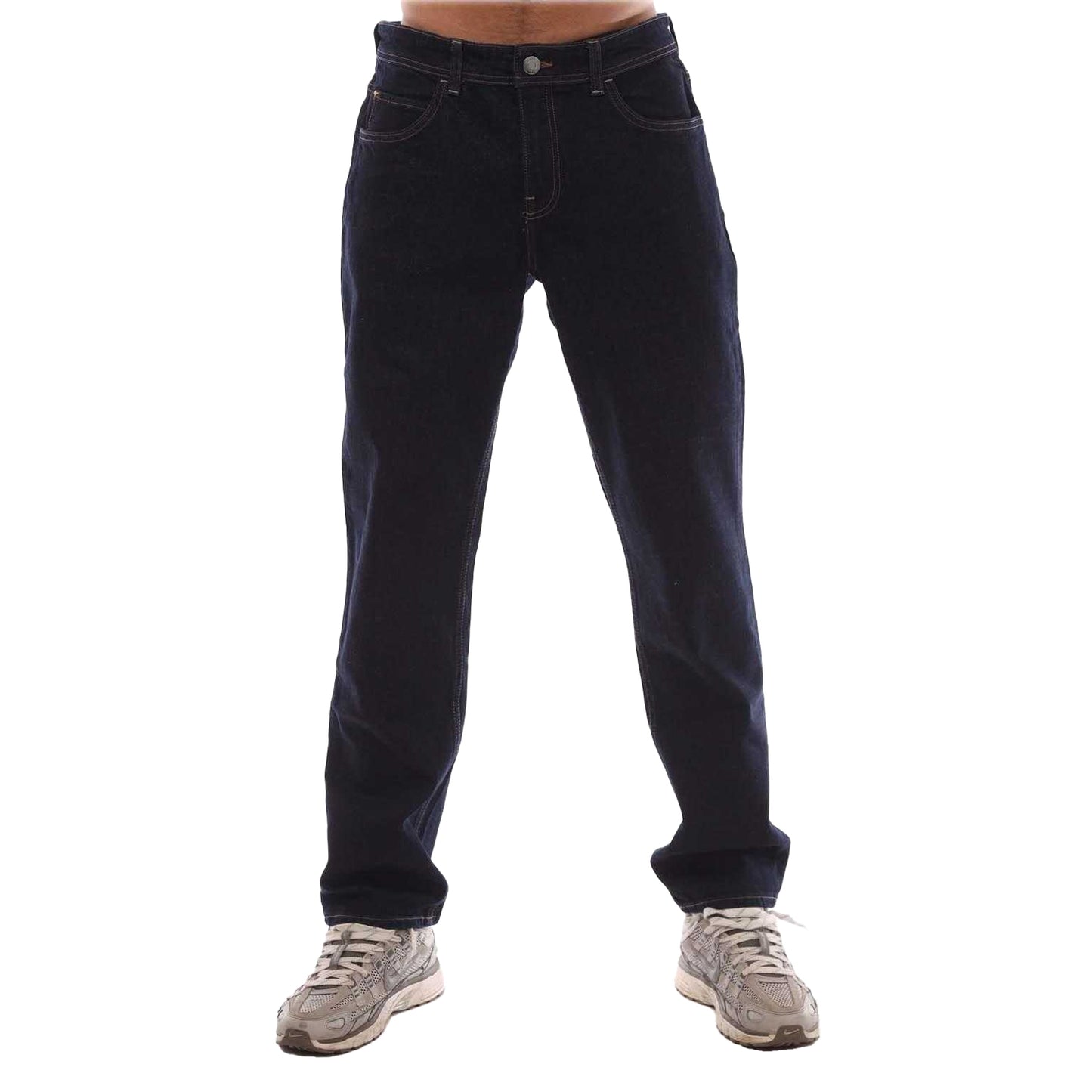 Dark Blue - Front - Timberland Mens Sandown Leather Patch Straight Jeans