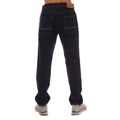 Dark Blue - Back - Timberland Mens Sandown Leather Patch Straight Jeans