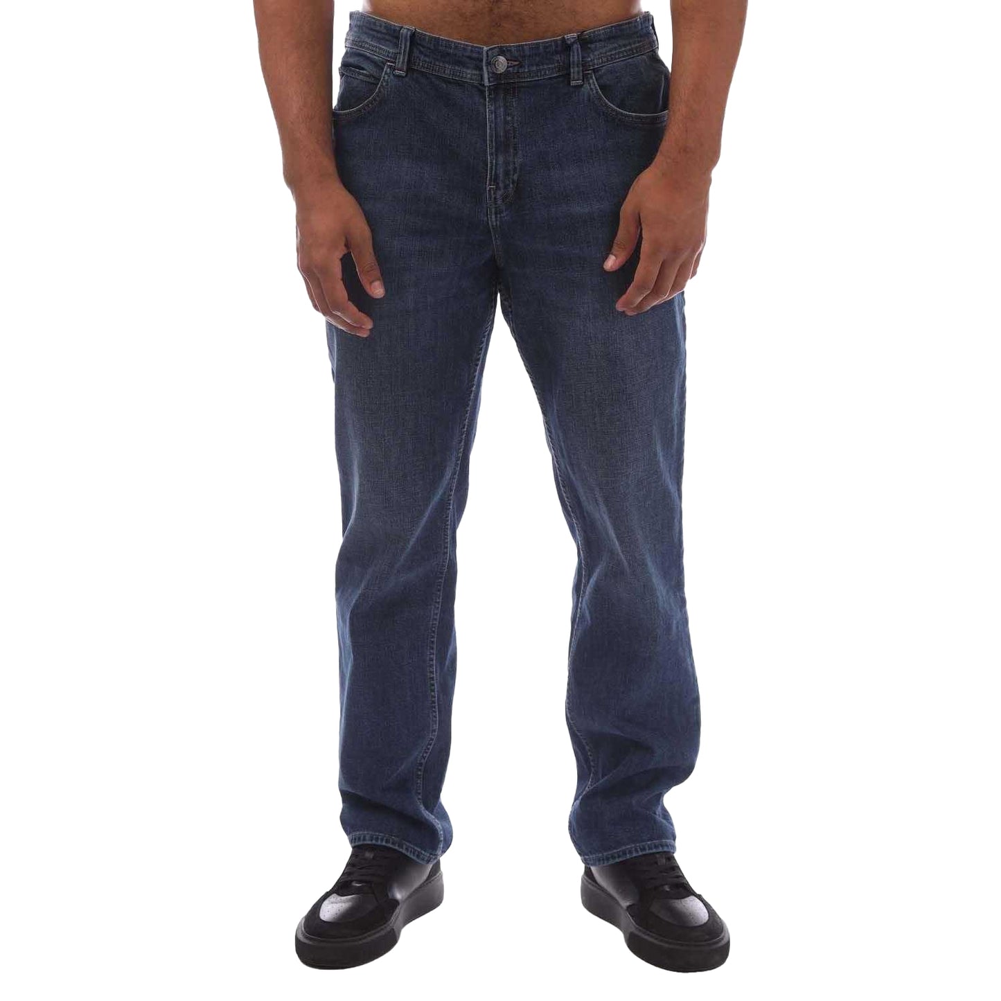 Blue - Front - Timberland Mens Sandown Leather Patch Straight Jeans