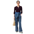 Maroon Red - Close up - Lacoste Womens-Ladies Merino Wool 3D Cardigan