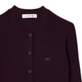Maroon Red - Side - Lacoste Womens-Ladies Merino Wool 3D Cardigan