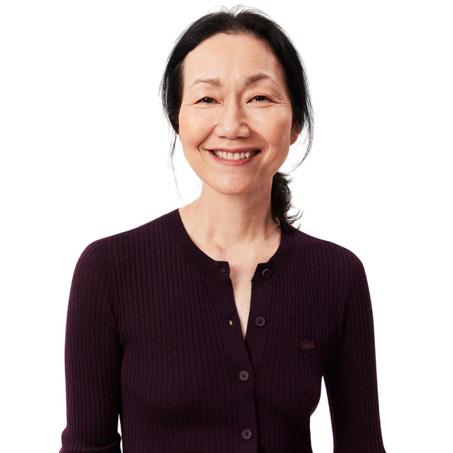 Maroon Red - Lifestyle - Lacoste Womens-Ladies Merino Wool 3D Cardigan