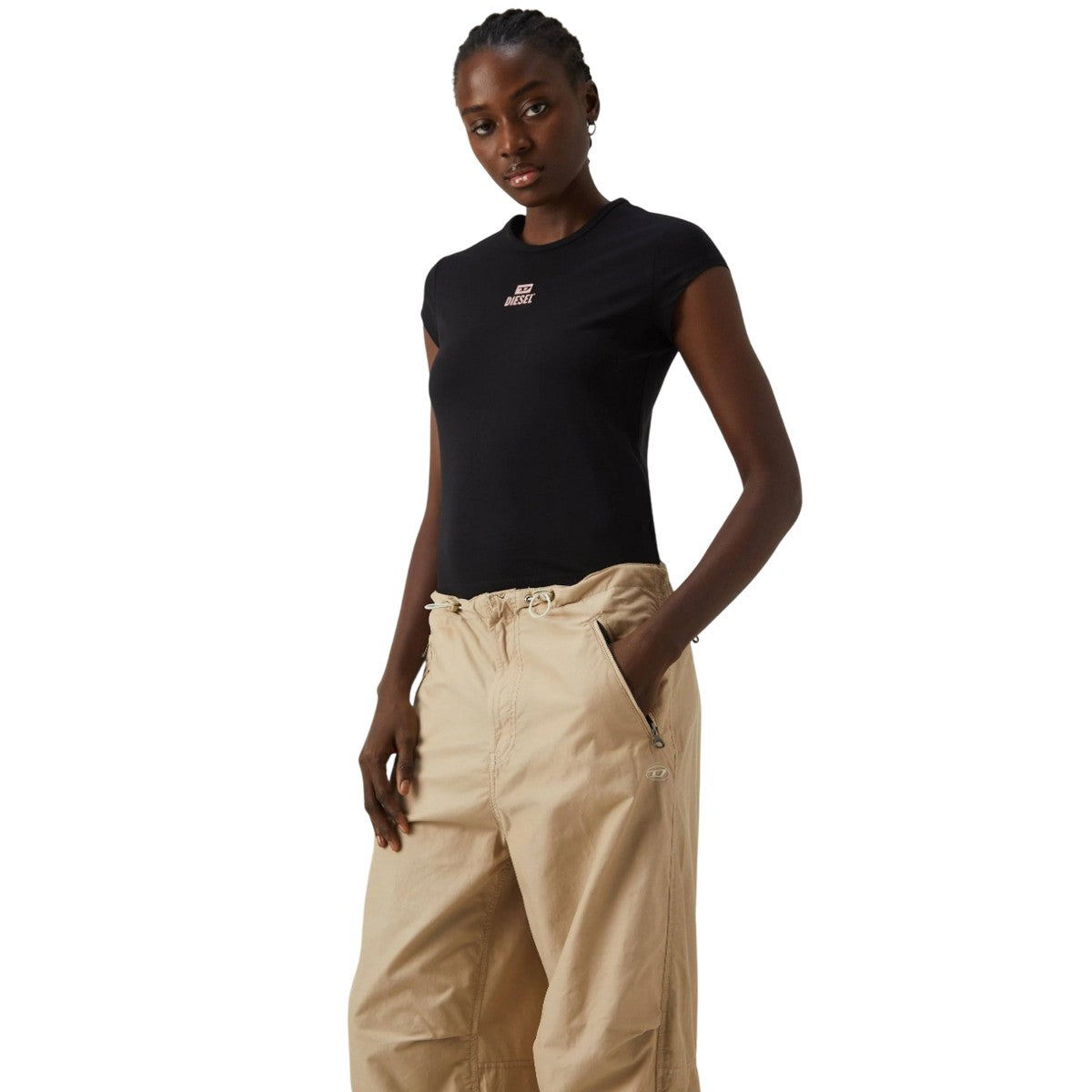 Natural - Side - Diesel Womens-Ladies P-Diamanda Cargo Trousers